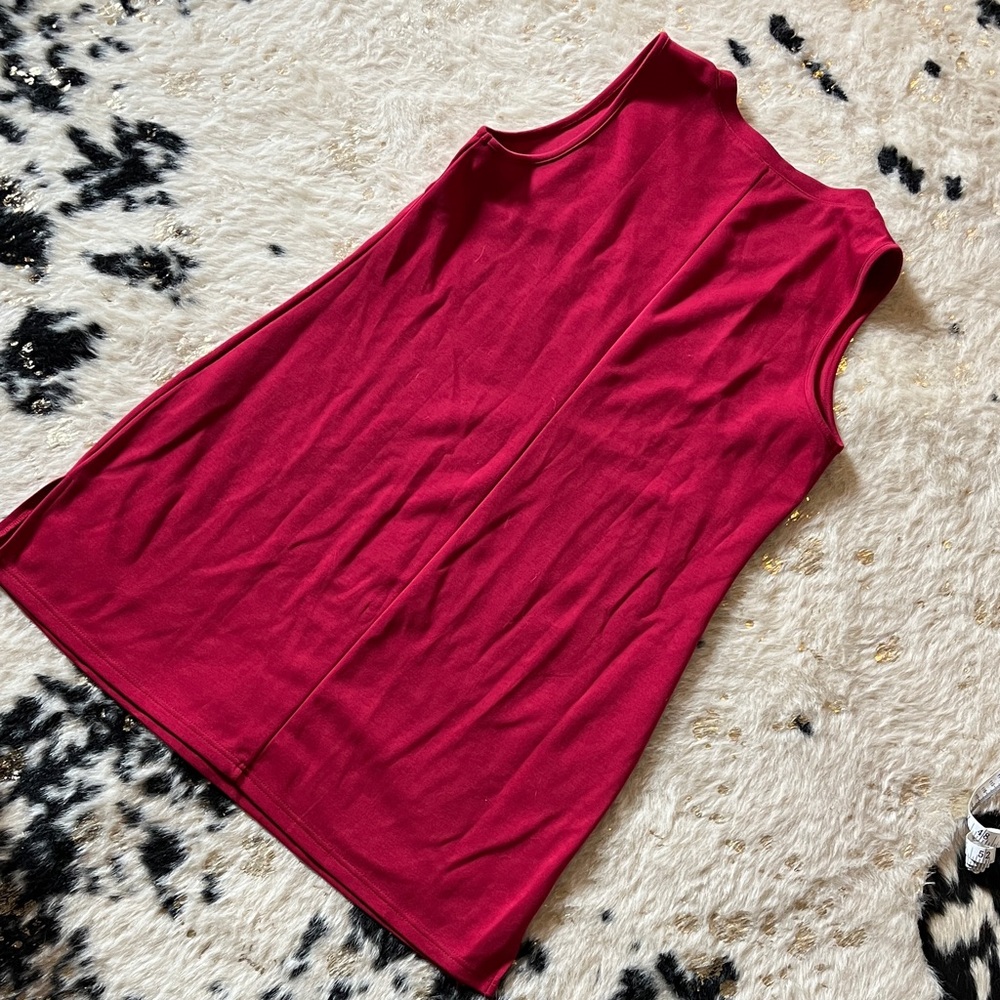 Sleeveless V-Neck Knit Tank Dress - Raspberry - Picture 7 of 7